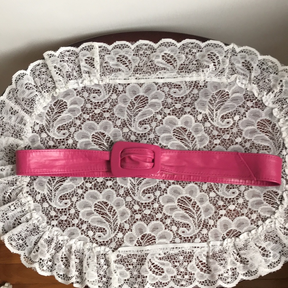 VINTAGE Pink Leather Belt adjustable sizes to 34”